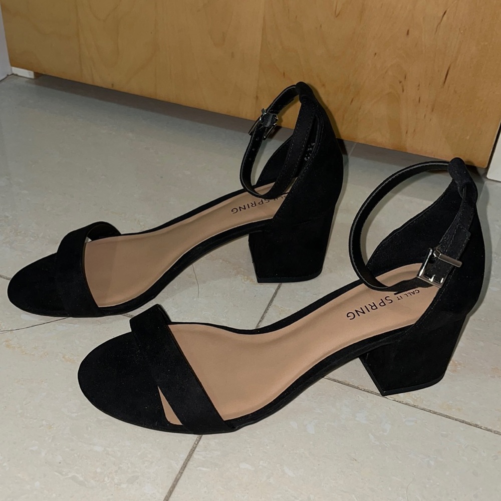 Black strap ankle heels!